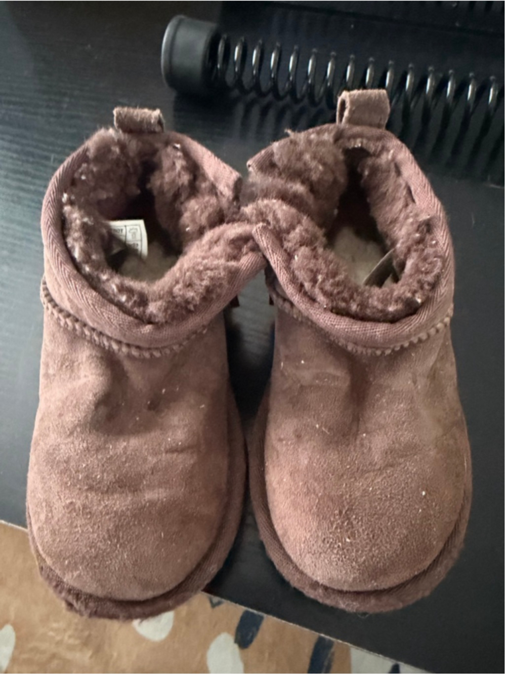Baby UGG Brown Suede Slippers Size 8